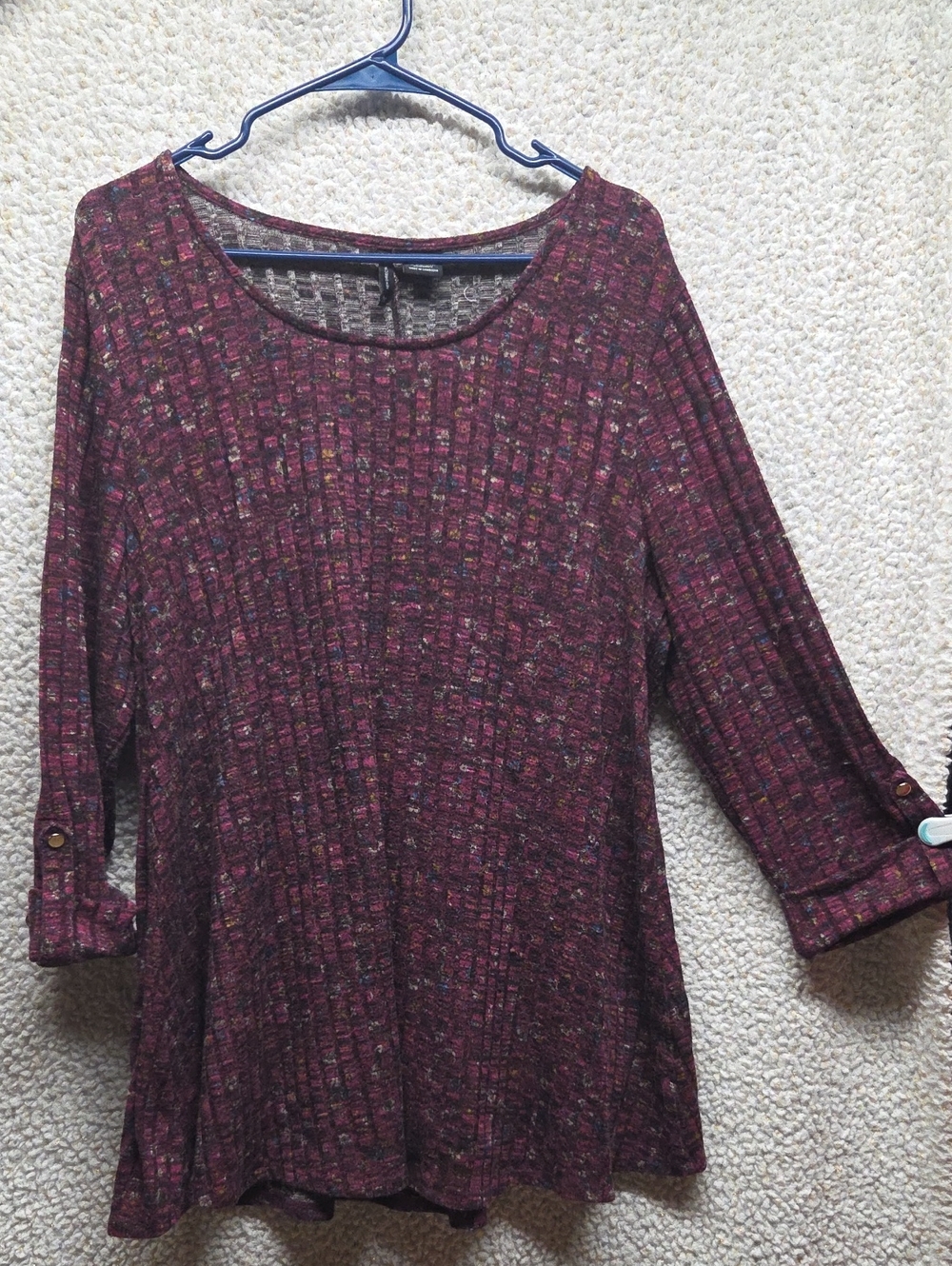 new directions Burgundy Textured Long-Sleeve Tunic